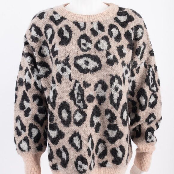 Zara Leopard Oversized Slouch Sweater Crewneck - Picture 2 of 14